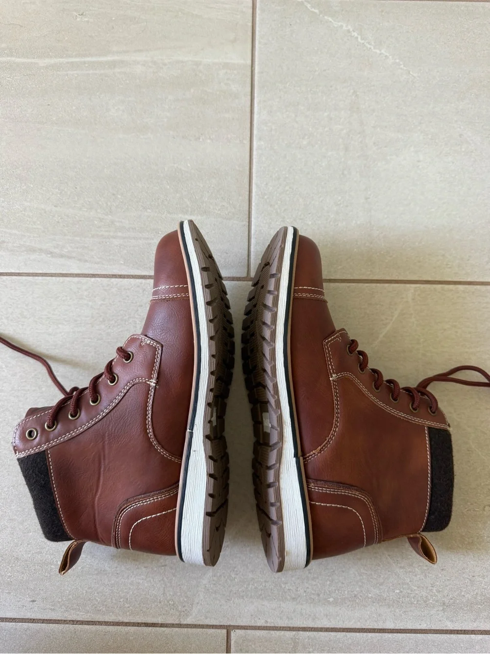 XRAY Boys Brown Combat Boots Side Zip Youth Size 7 NWOB